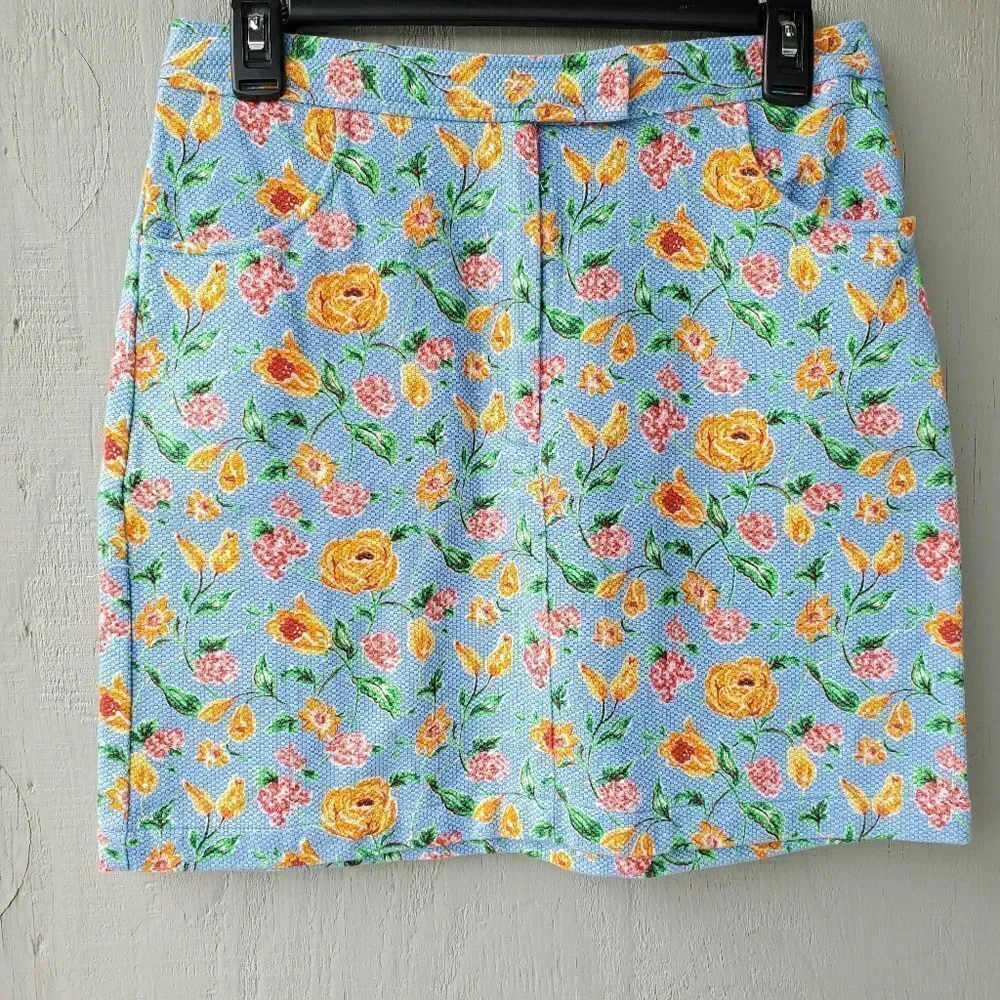 Tommy Hilfiger Blue Floral Retro Skirt 8